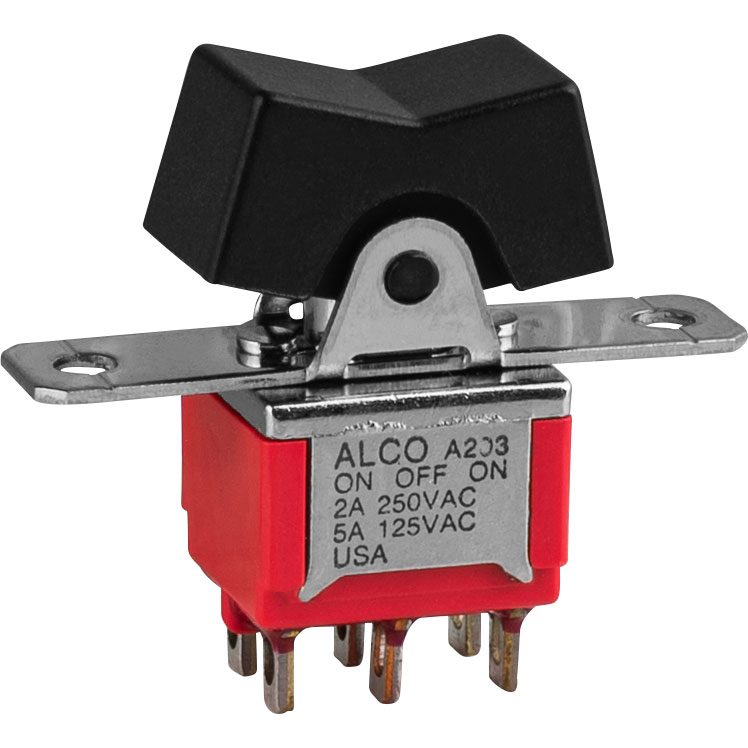 Vintage Alco Switch DPDT Rocker Switch On/Off/On